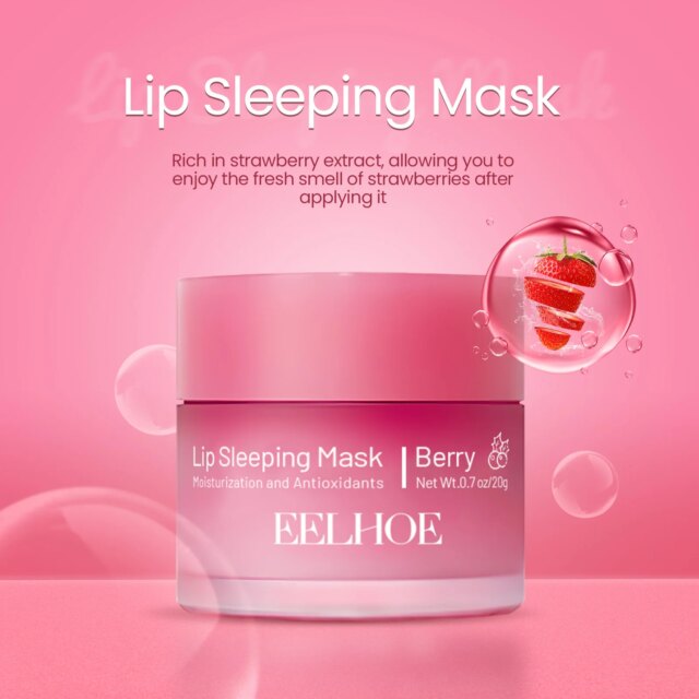 EELHOE Strawberry Lip Mask Night Sleep Nourishing Maintenance Moisturizing Lips Gloss Repair Skin Care Cream Cosmetics Lipsticks - Image 4
