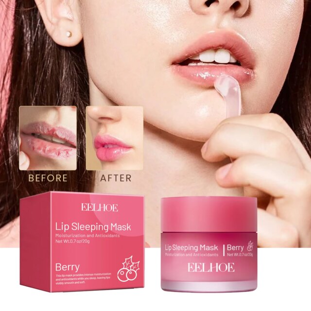 EELHOE Strawberry Lip Mask Night Sleep Nourishing Maintenance Moisturizing Lips Gloss Repair Skin Care Cream Cosmetics Lipsticks