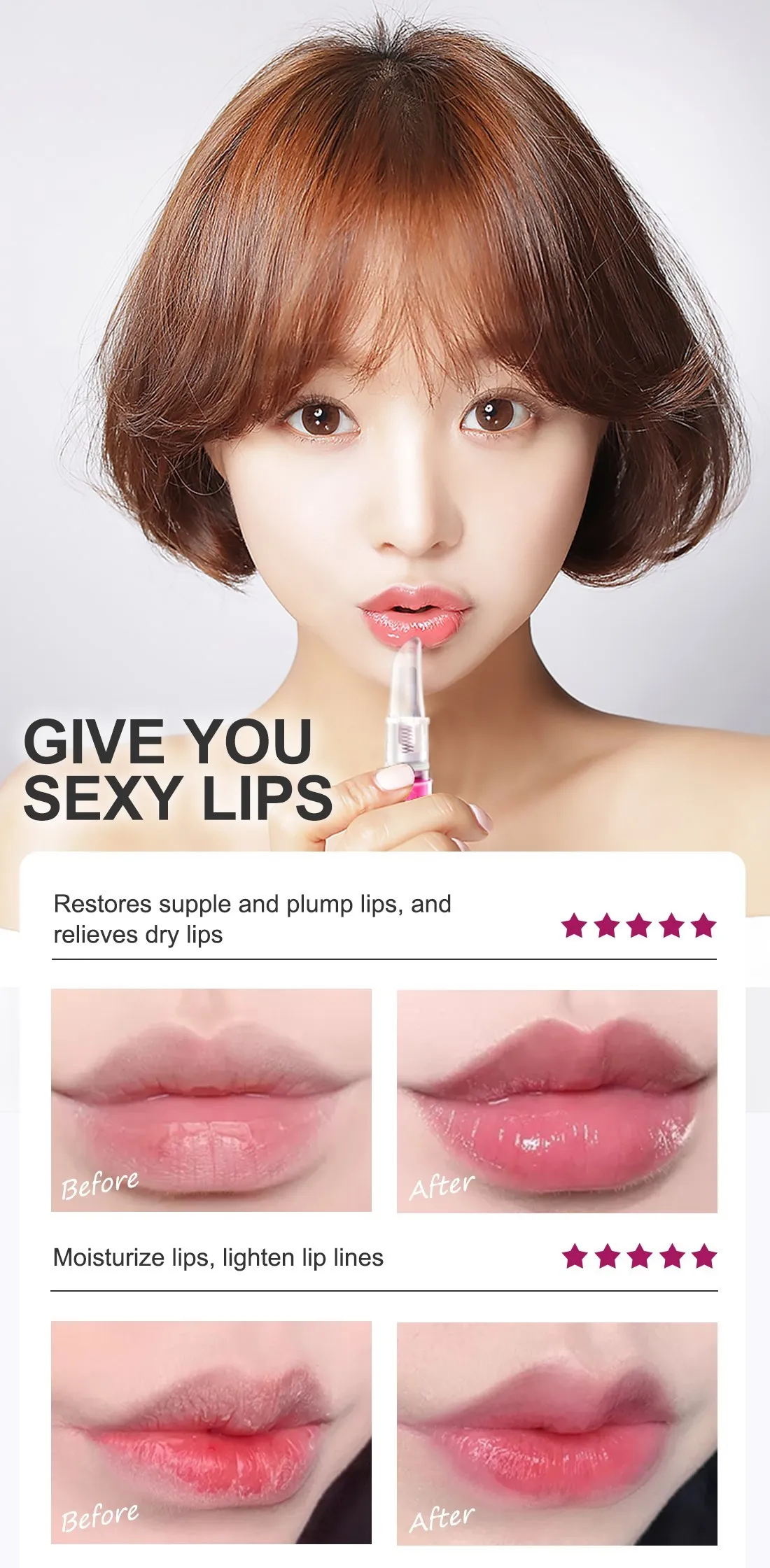 RtopR Cherry Blossom Moisturizing Lip Gloss Fades Lip Fine Lines Essence Lip Mask Chapped Peeling Repair Beauty Care Cosmetics