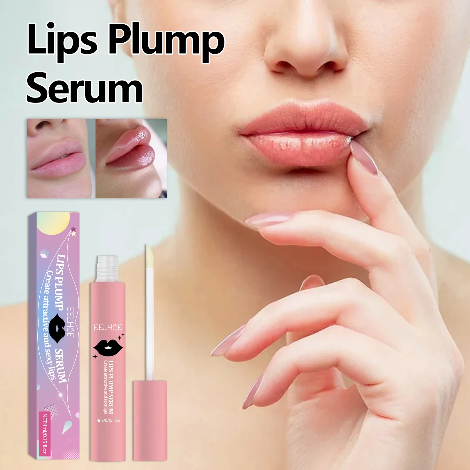 EELHOE Volumising Lip Plumping Serum Long Lasting Moisturizing Reduce Fine Lines Repairing Gloss Nourishing Lip Care Essence Oil