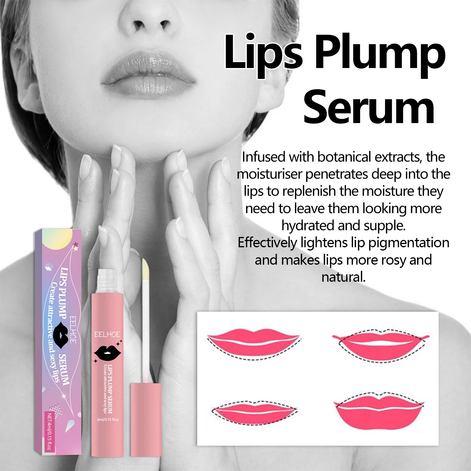 EELHOE Volumising Lip Plumping Serum Long Lasting Moisturizing Reduce Fine Lines Repairing Gloss Nourishing Lip Care Essence Oil