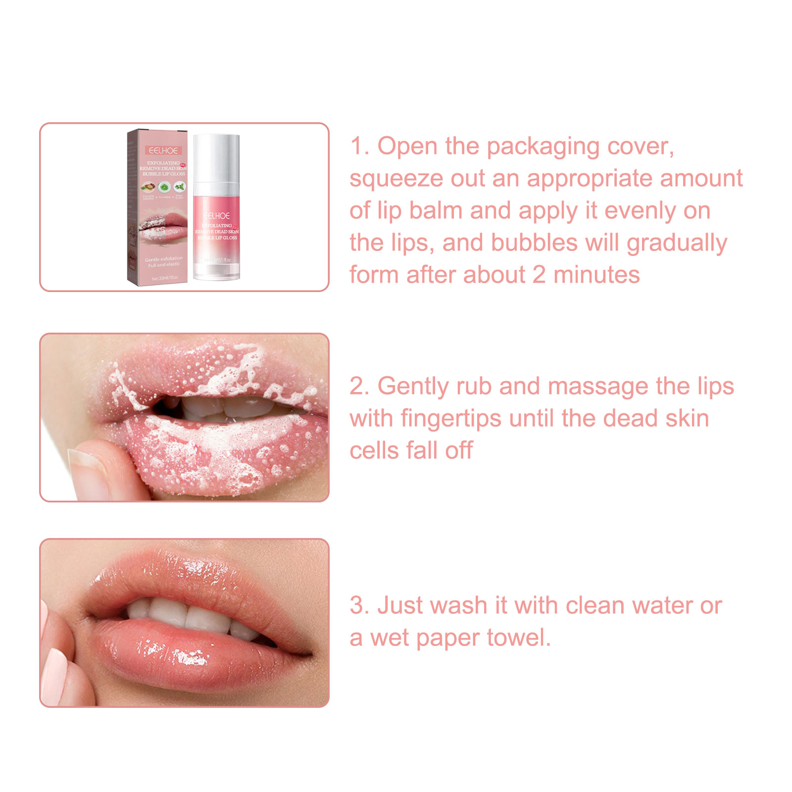 EELHOE Bubble Lip Mask Exfoliating Dead Skin, Soften Lip Lines, Hydrate, Moisturize, Anti-Dryness, Nourish Lips