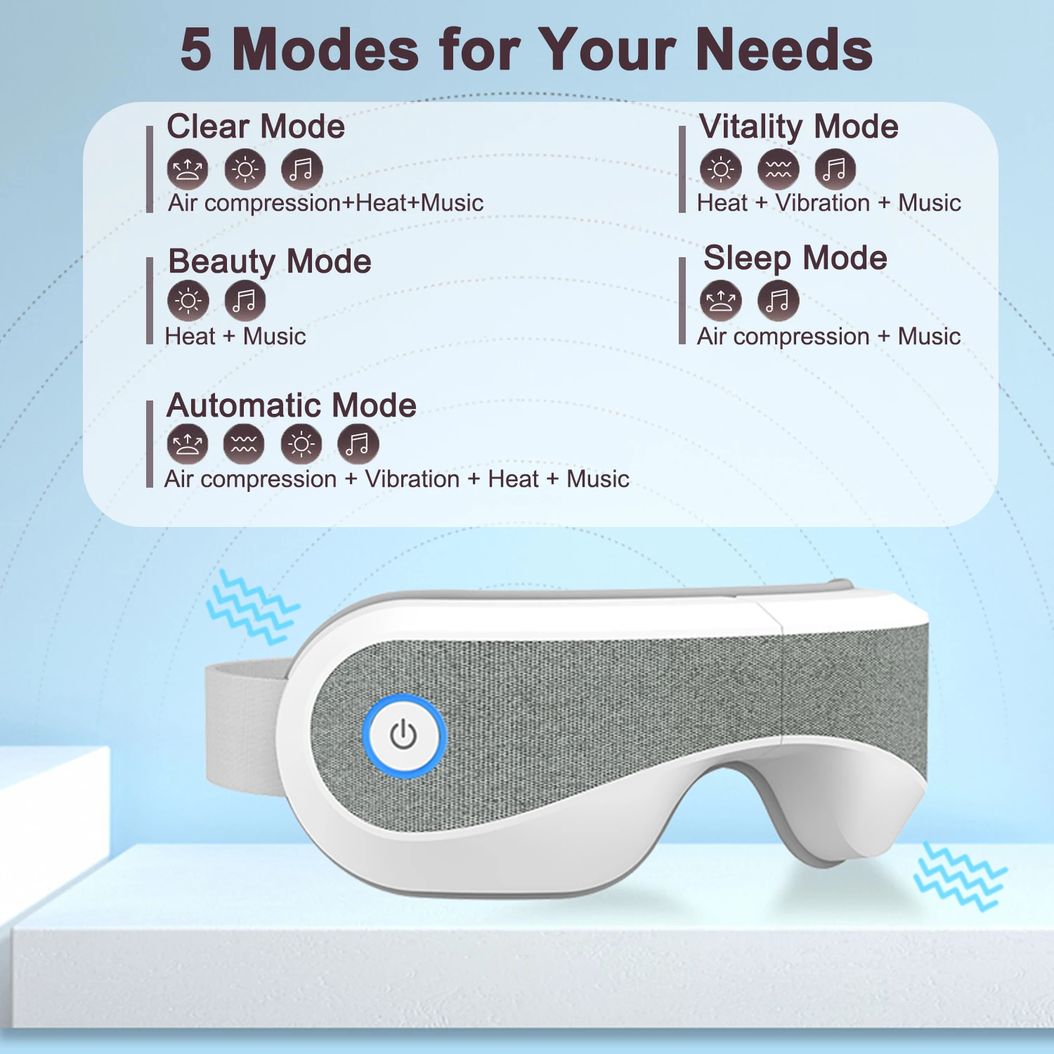 3D Eye Beauty Massage Device Heat Heating Intelligent Bluetooth Eye Massagerfor Relax Eye Strain, Reduce Dark Circles,Gifts