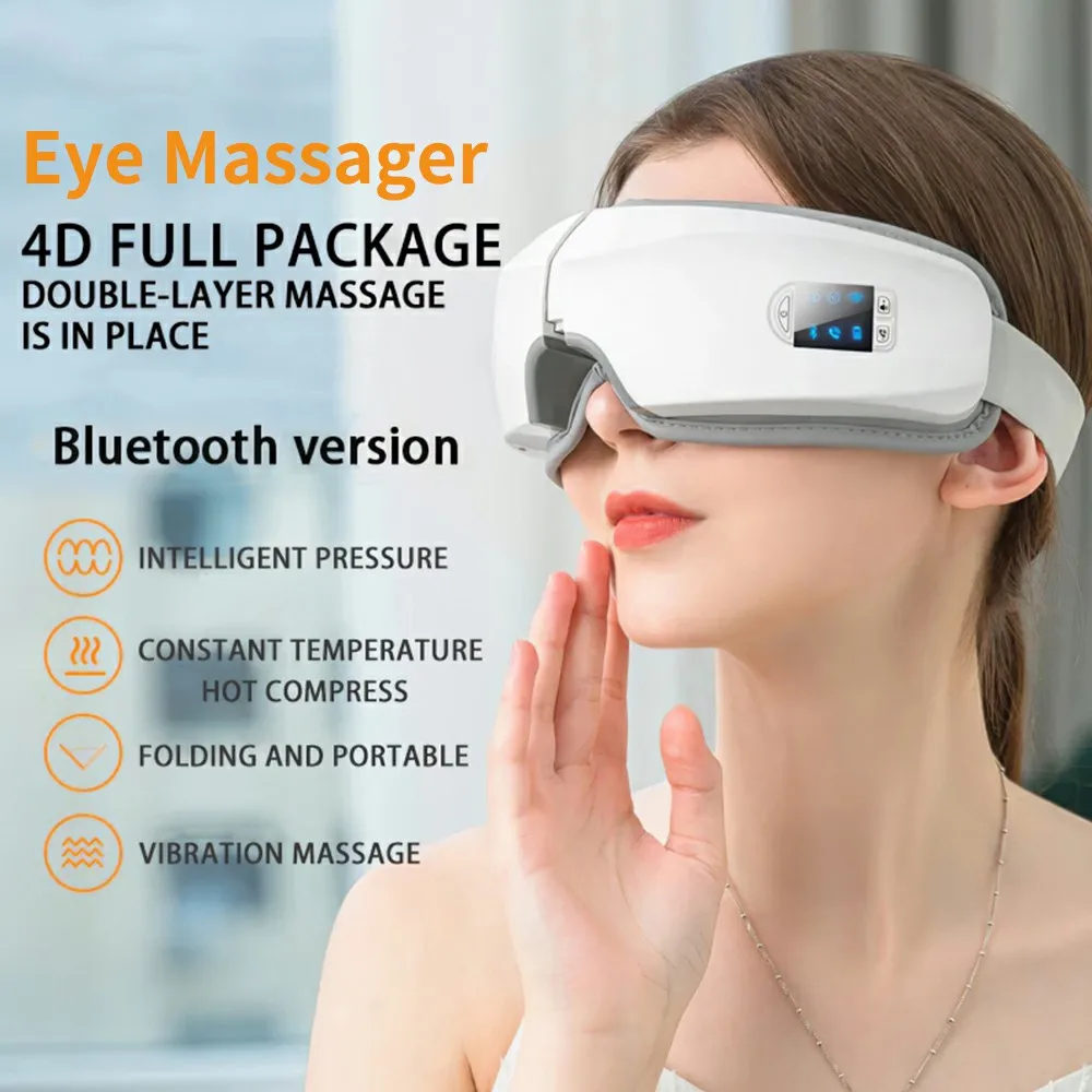 4D Smart Eye Massager Hot Compress Airbag Vibration Eyes Massage Mask Eye Care Instrumen Relieve Fatigue Sleeping Cover