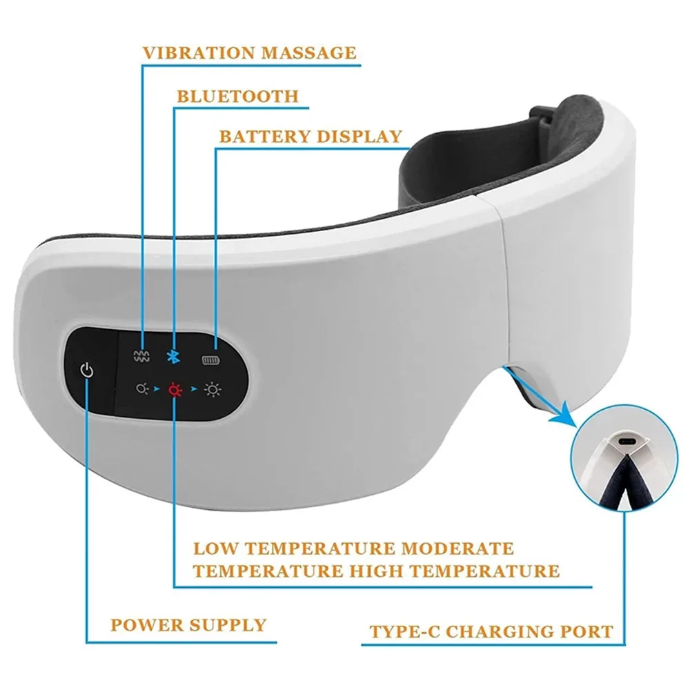 Eye Massager Vibration Hot Compress Relax Sleep Aid Remove Dark Circles Relief Fatigue Eye Care Instrument With Bluetooth Music