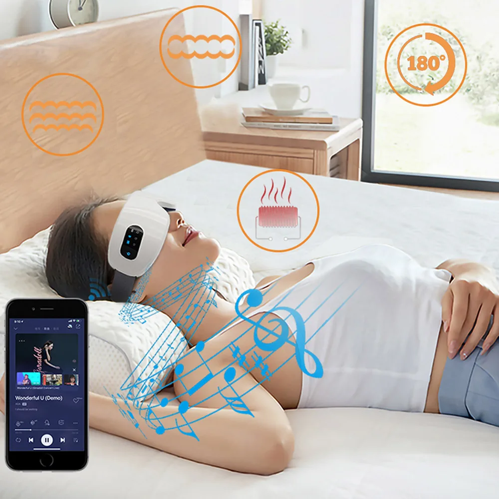 Eye Massager Vibration Hot Compress Relax Sleep Aid Remove Dark Circles Relief Fatigue Eye Care Instrument With Bluetooth Music