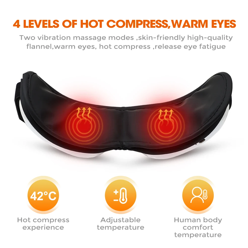 Eye Massager Vibration Hot Compress Relax Sleep Aid Remove Dark Circles Relief Fatigue Eye Care Instrument With Bluetooth Music