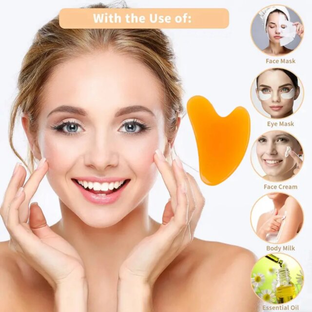 Guasha Scraping Massage Scraper, Face Massager, Acupuncture Durable Resin GuaSha Board, Acupoint Face Eye Care, SPA Massage Tool - Image 4
