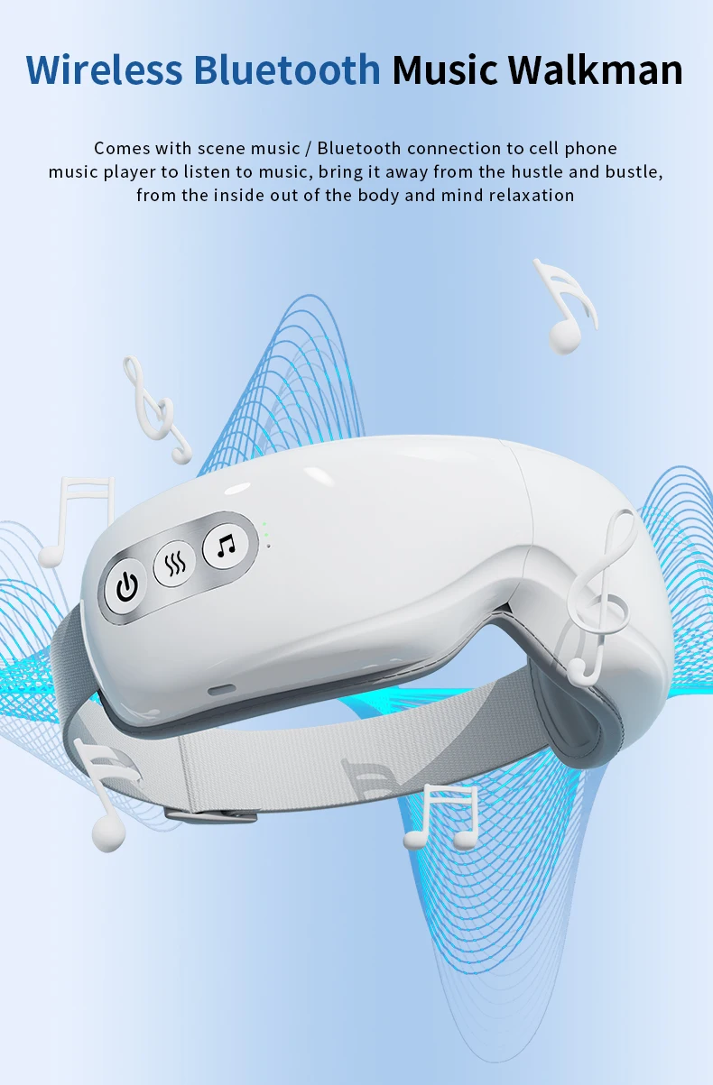 Easevibe Eye massager 3Dflex Airbag Vibration Bluetooth Music Eye Care Instrument Hot Compress Eye Massage Glasses Fatigue Pouch