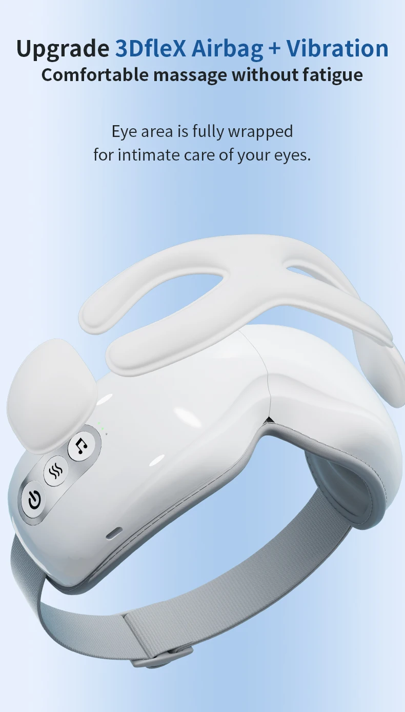 Easevibe Eye massager 3Dflex Airbag Vibration Bluetooth Music Eye Care Instrument Hot Compress Eye Massage Glasses Fatigue Pouch