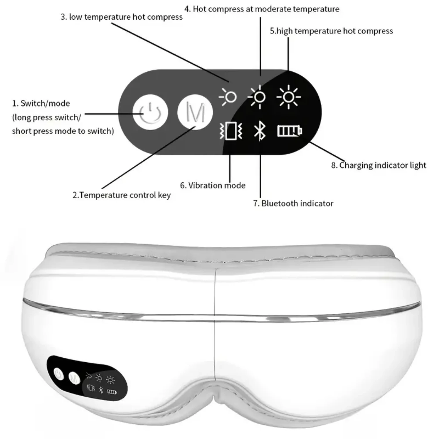 KKylin Eye Massager - Wireless Bluetooth Heated Eye Mask with Heat Function, Music Therapy for Migraines Relief, Relaxation, Eye