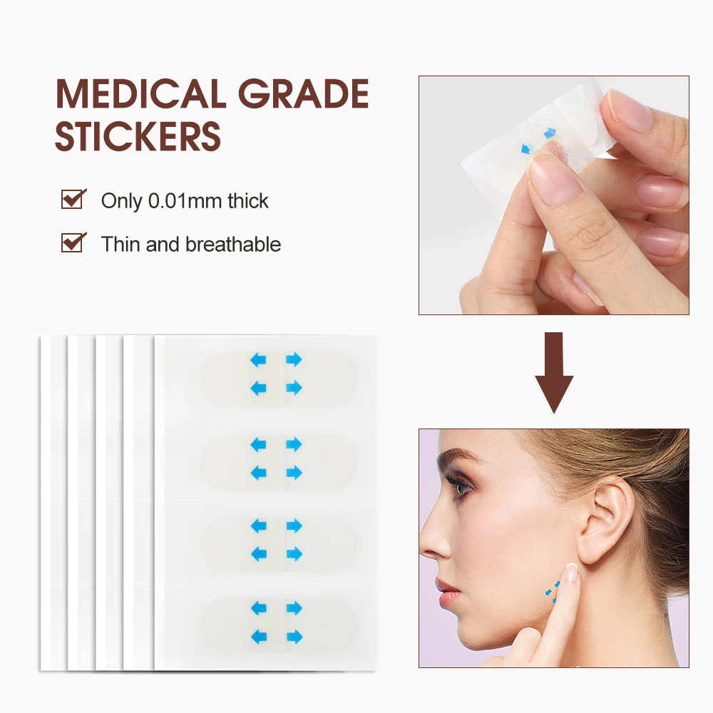 80pcs Invisible V Face lift Tapes Wrinkle Removal Sticker Face Forehead Neck Sticker Pad Anti Aging Patch Facial Slimming Mask