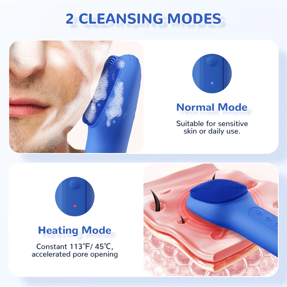 Facial Cleaning Brush Face Scrubber Waterproof Face Electric Silicone Face Deep Pores Blackhead Cleaning Washing Cleanser Brush