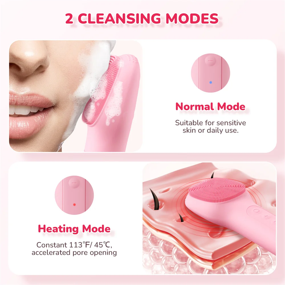 Facial Cleaning Brush Face Scrubber Waterproof Face Electric Silicone Face Deep Pores Blackhead Cleaning Washing Cleanser Brush