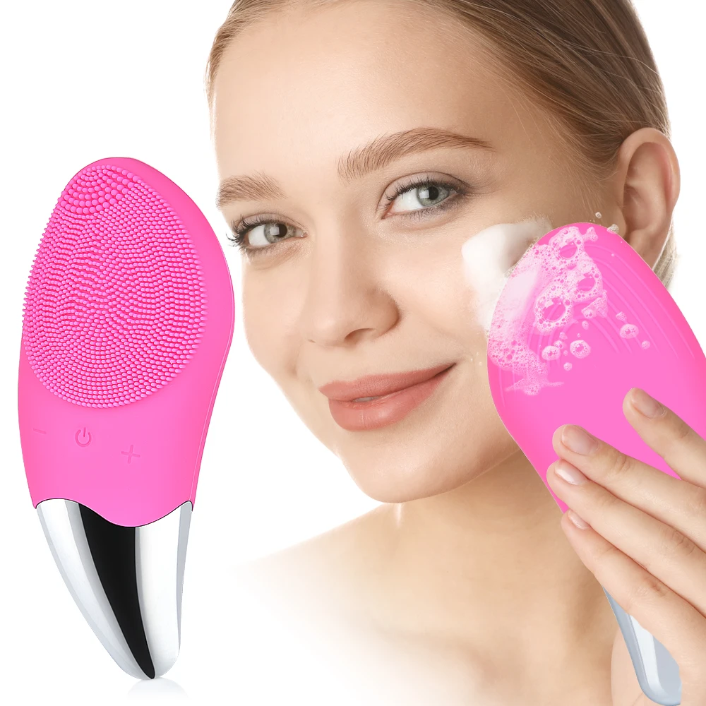 Mini Electric Facial Cleansing Brush Ultrasonic Silicone Face Cleaner Deep Pore Cleaning Face Skin Massager Cleaner Brush Device