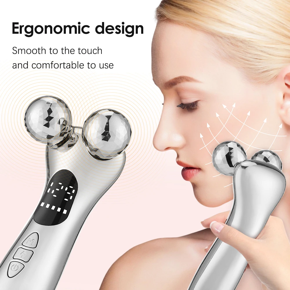 2023 EMS Pulse Neck Face Massager Roller 4D Facial Lifting Machine Anti Aging Wrinkle Removal Dark Circles Eye Care Beauty Tool