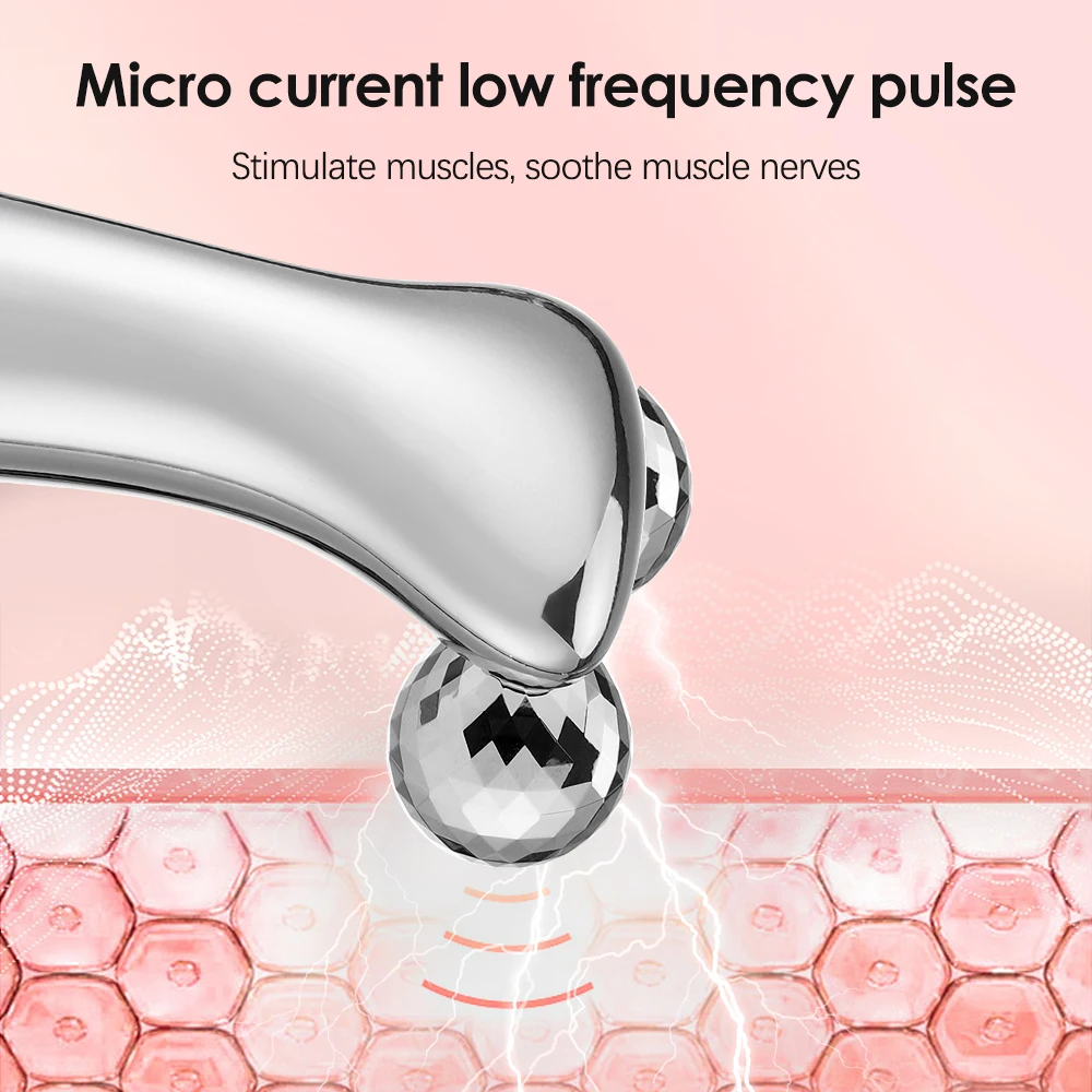 2023 EMS Pulse Neck Face Massager Roller 4D Facial Lifting Machine Anti Aging Wrinkle Removal Dark Circles Eye Care Beauty Tool