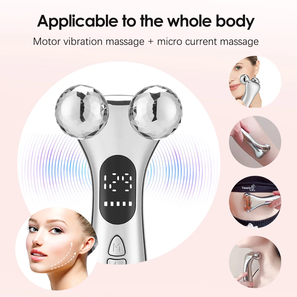 2023 EMS Pulse Neck Face Massager Roller 4D Facial Lifting Machine Anti Aging Wrinkle Removal Dark Circles Eye Care Beauty Tool