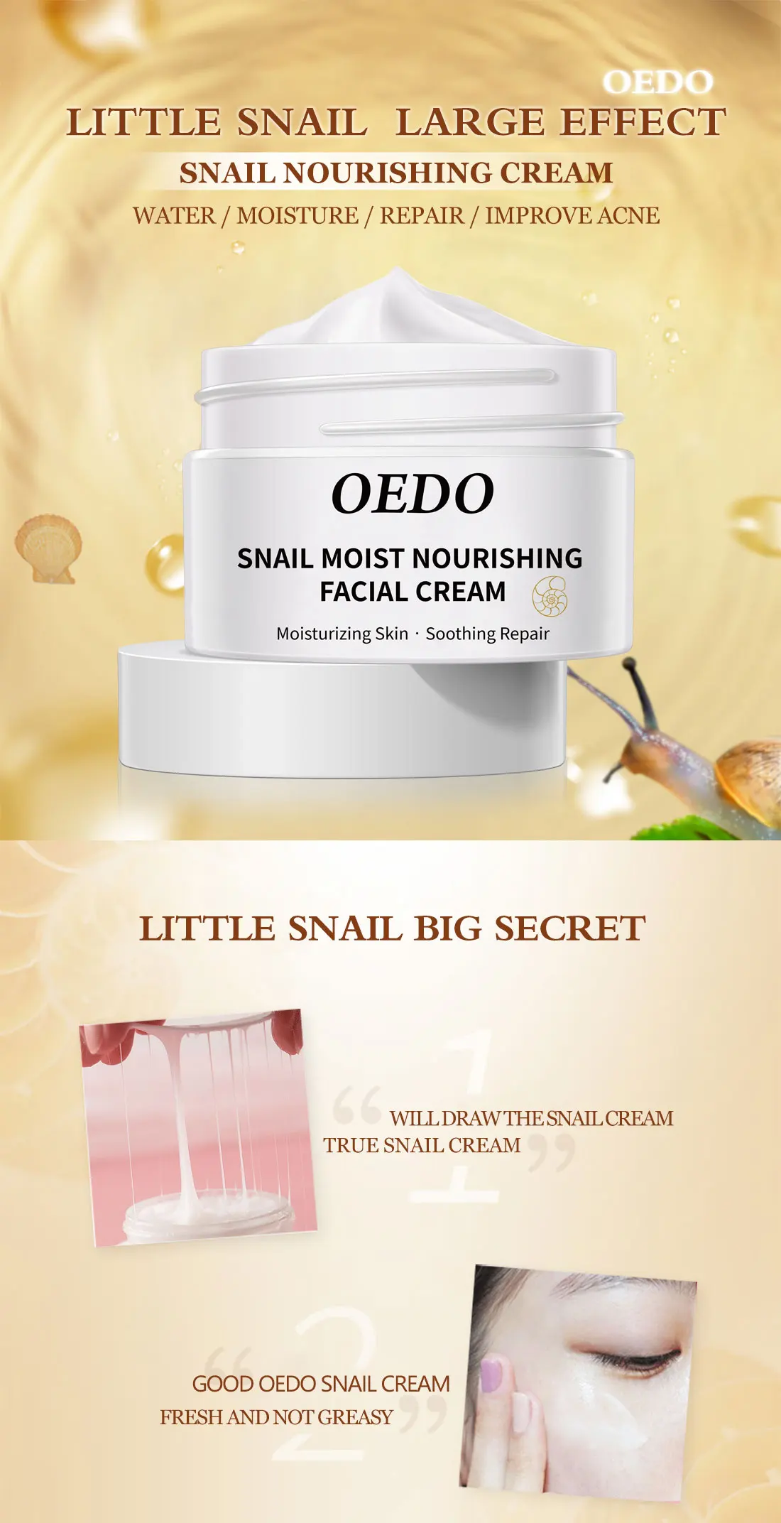 OEDO Anti-aging Face Cream Snail Face Cream Anti-wrinkle Lightening Wrinkles Whitening Moisturizing Face Nourishing Skin Care