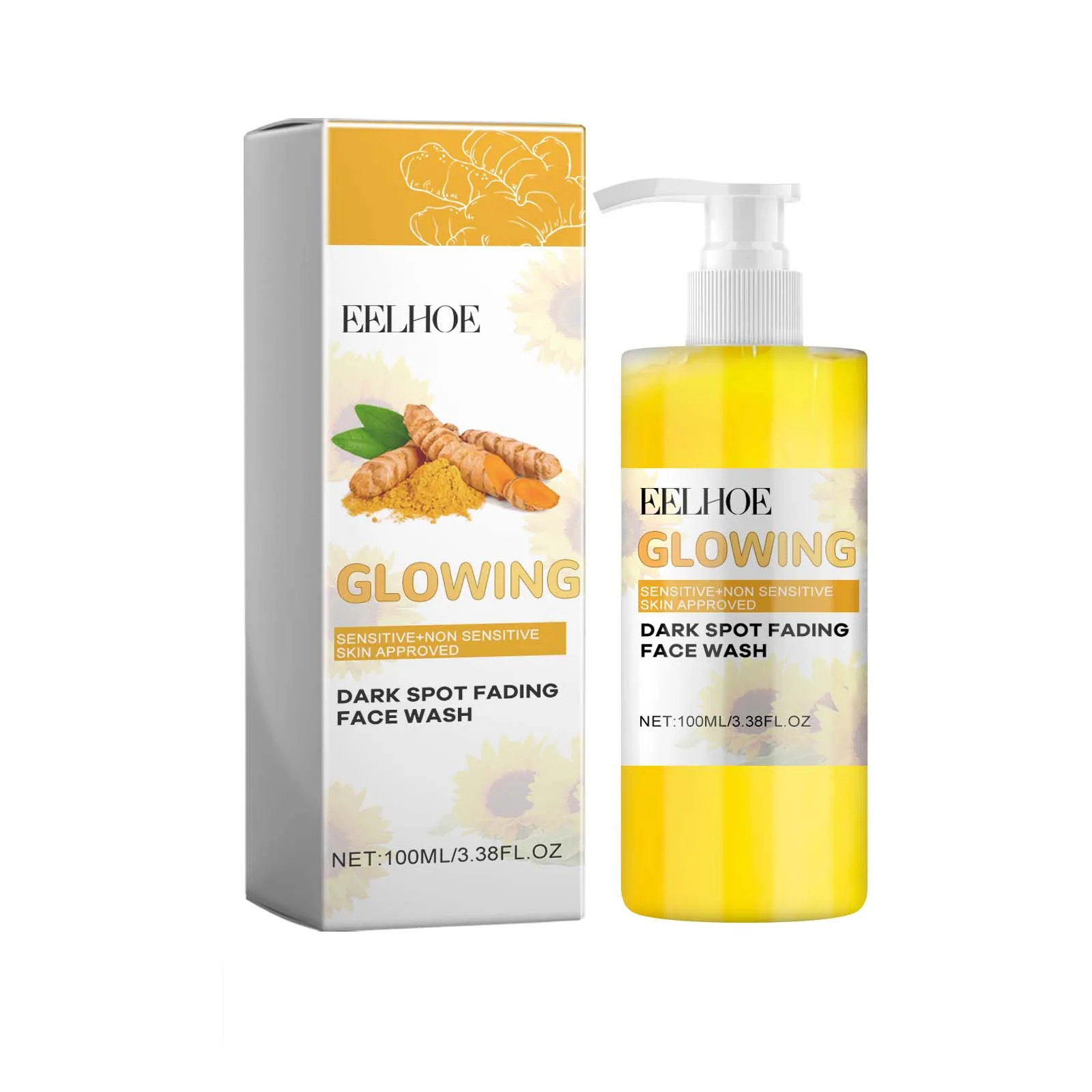 Turmeric Color Cleanser Deep Cleansing Face Lightening Acne Marks Removing Facial Oil Removing Makeup Refreshing Cleanser