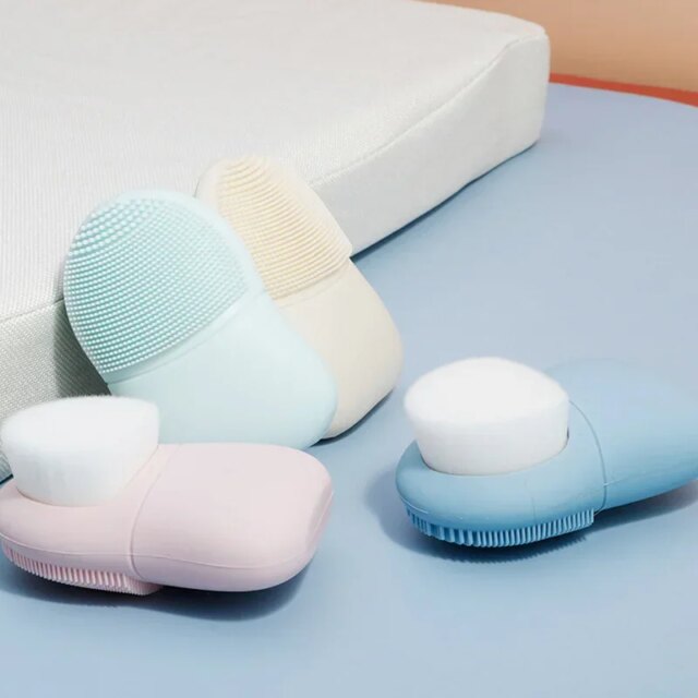 Double head face wash brush Japan silicone manual pore black makeup beauty tool - Image 5