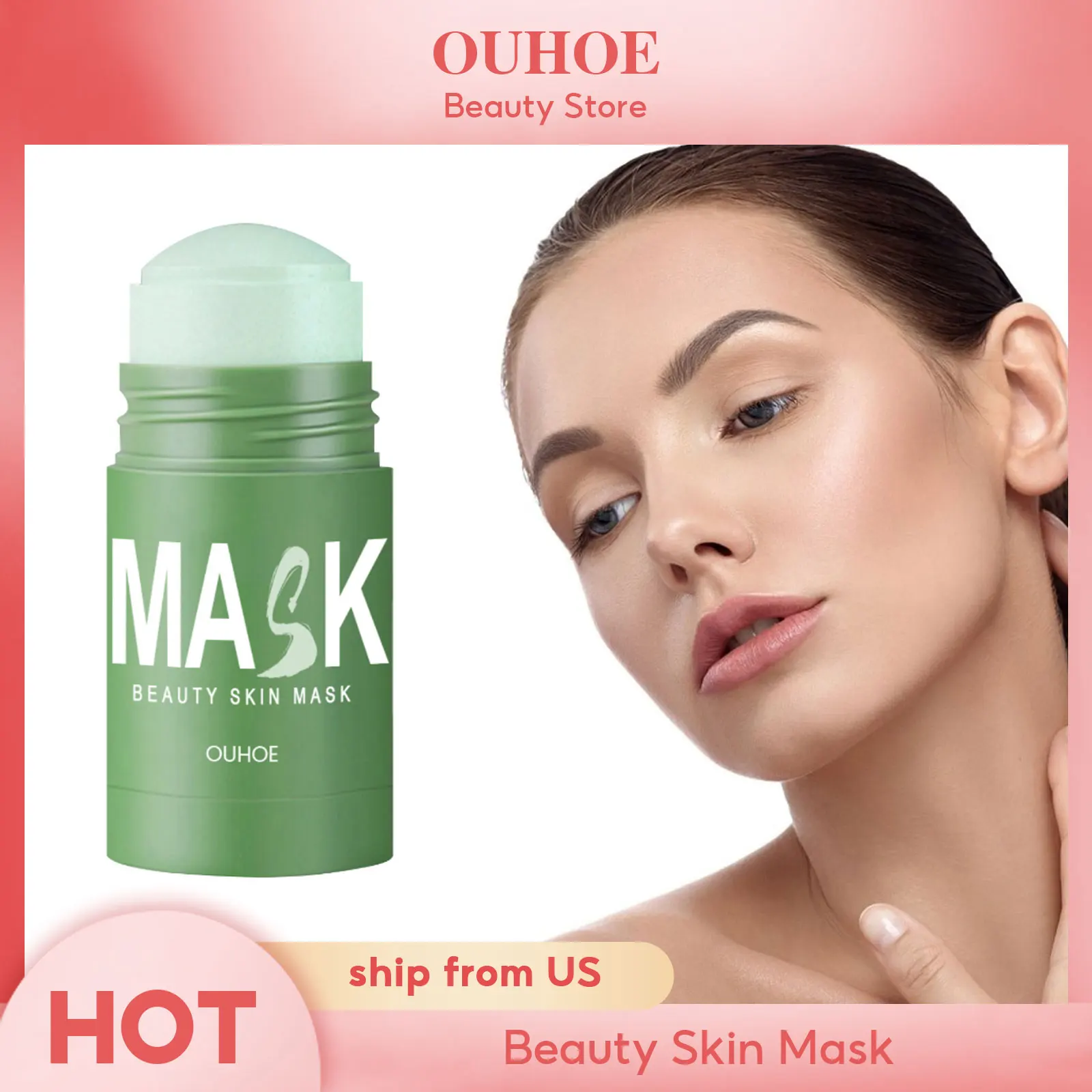 Hot Sale Organic Green Tea Mud Mask Deep Cleaning Oil Control Moisturize Hydrating Skin Rose Rotating Cream Face Care Clay Mask