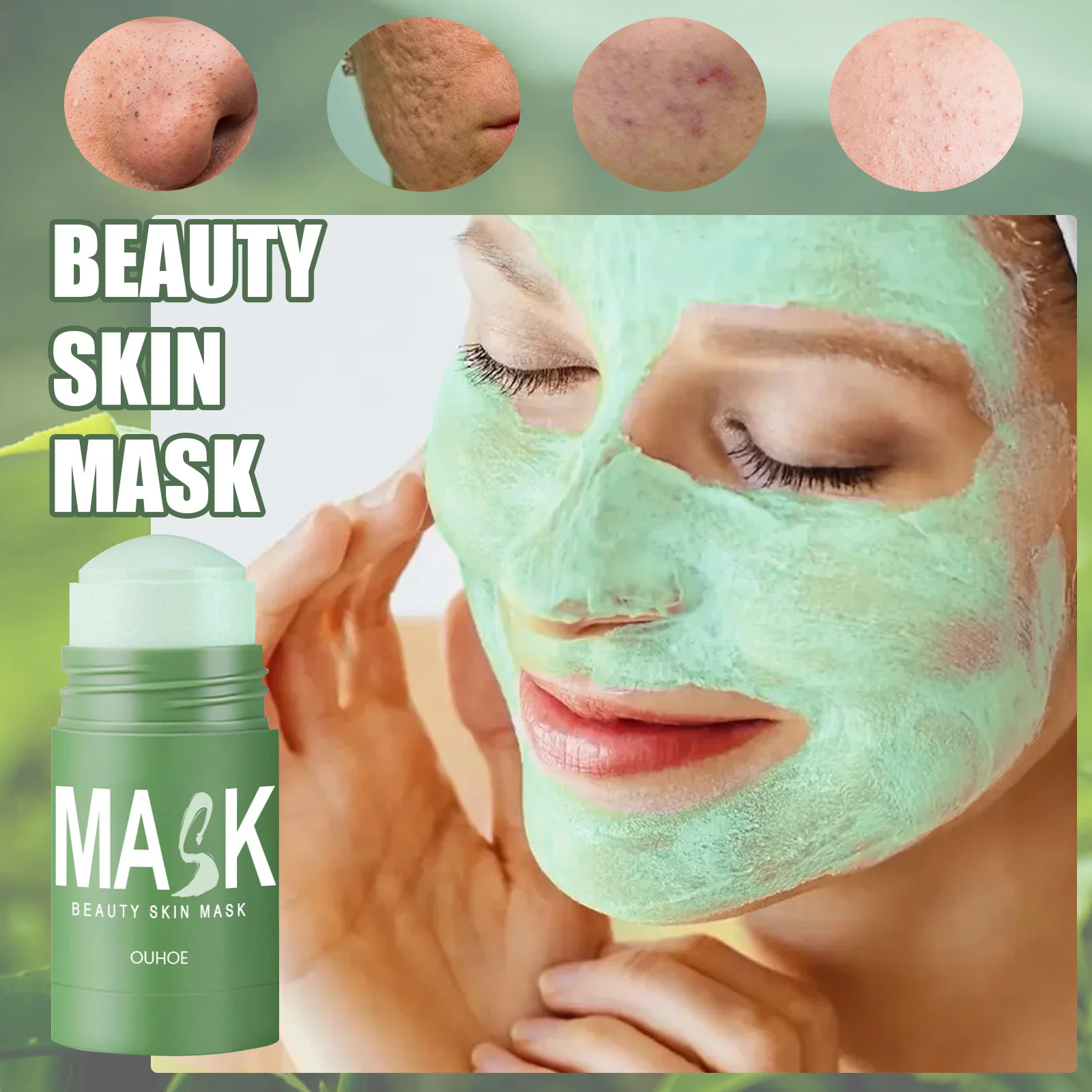 Hot Sale Organic Green Tea Mud Mask Deep Cleaning Oil Control Moisturize Hydrating Skin Rose Rotating Cream Face Care Clay Mask