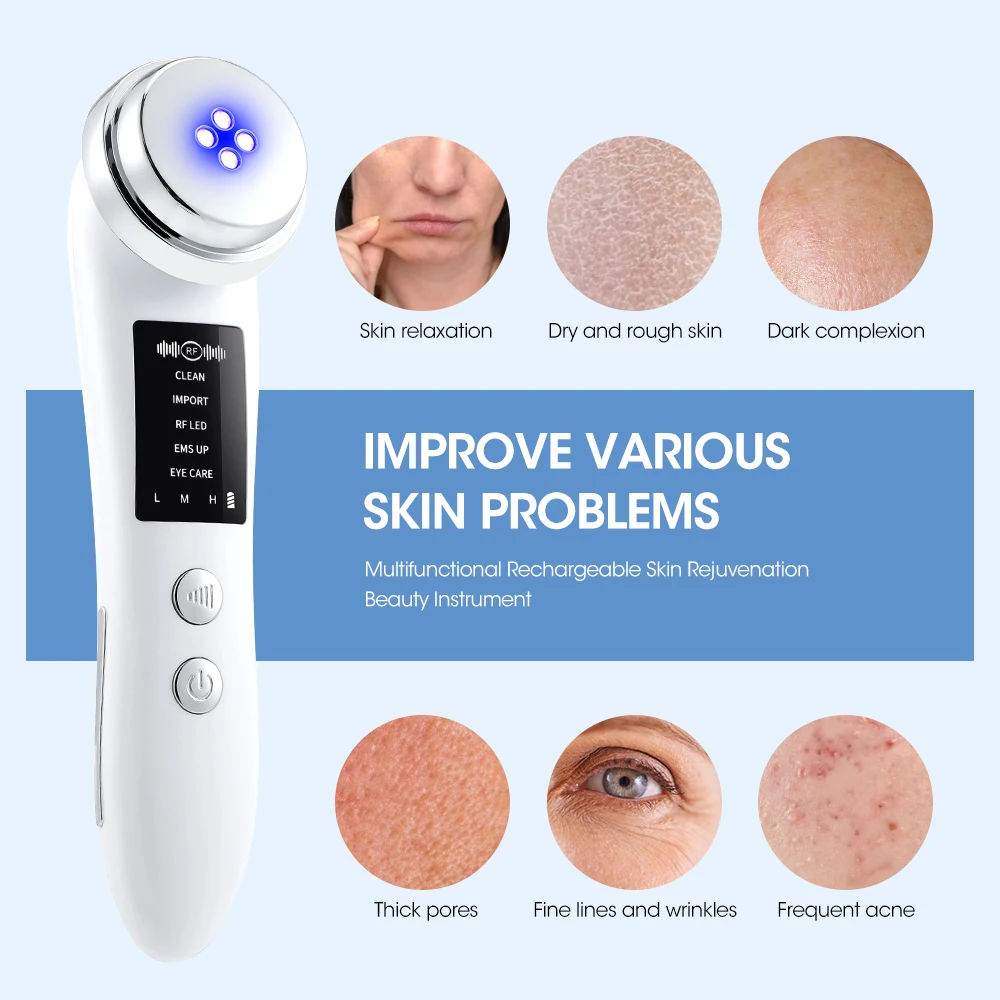 EMS Radio Frequency Skin Rejuvenation Beauty Instrument Essence Import and Export Instrument Beauty Face Cleaning USB Charging