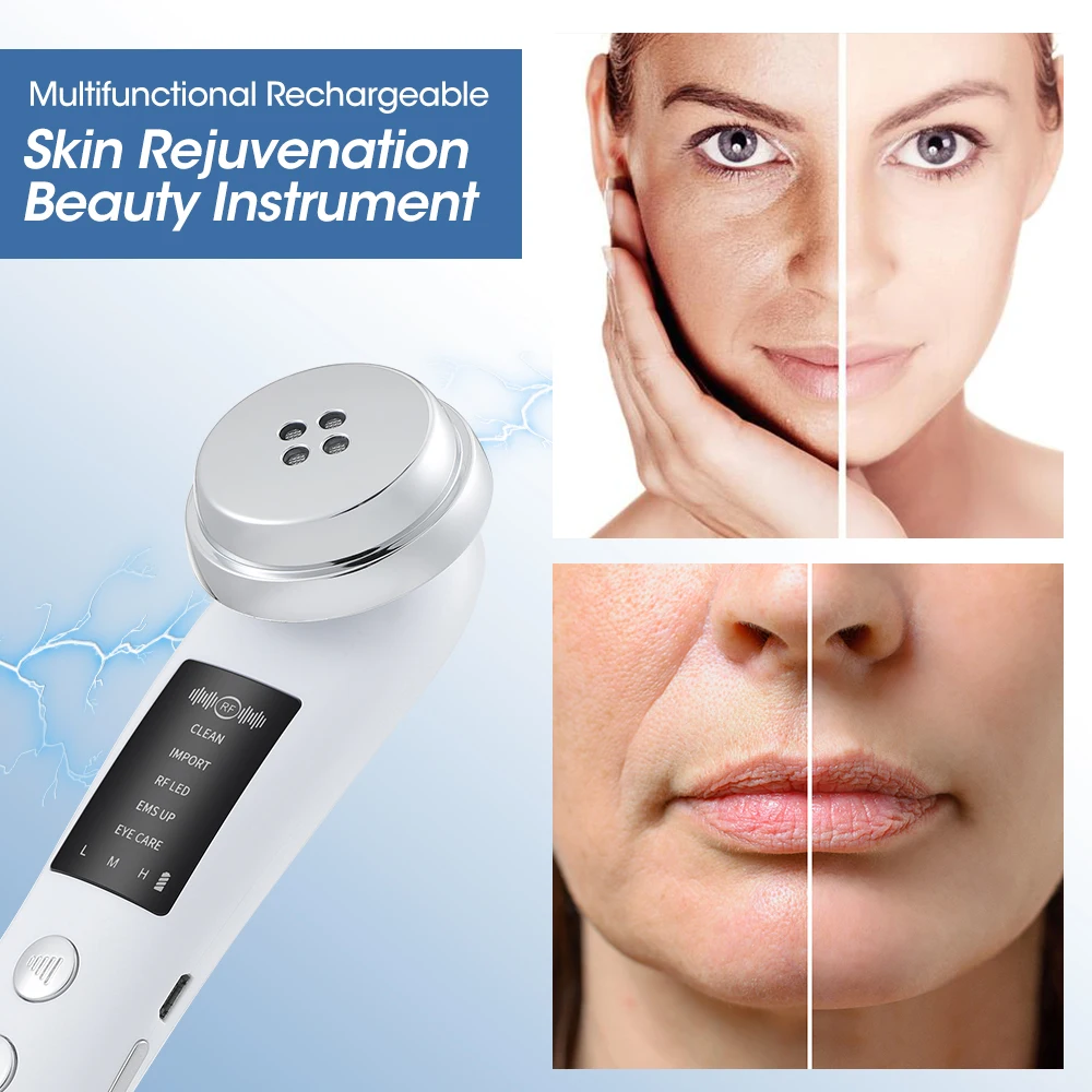 EMS Radio Frequency Skin Rejuvenation Beauty Instrument Essence Import and Export Instrument Beauty Face Cleaning USB Charging