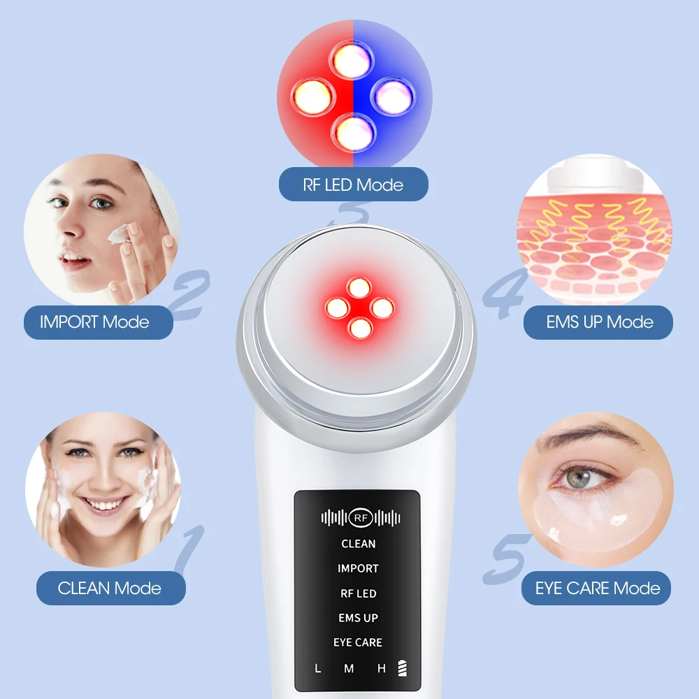 EMS Radio Frequency Skin Rejuvenation Beauty Instrument Essence Import and Export Instrument Beauty Face Cleaning USB Charging