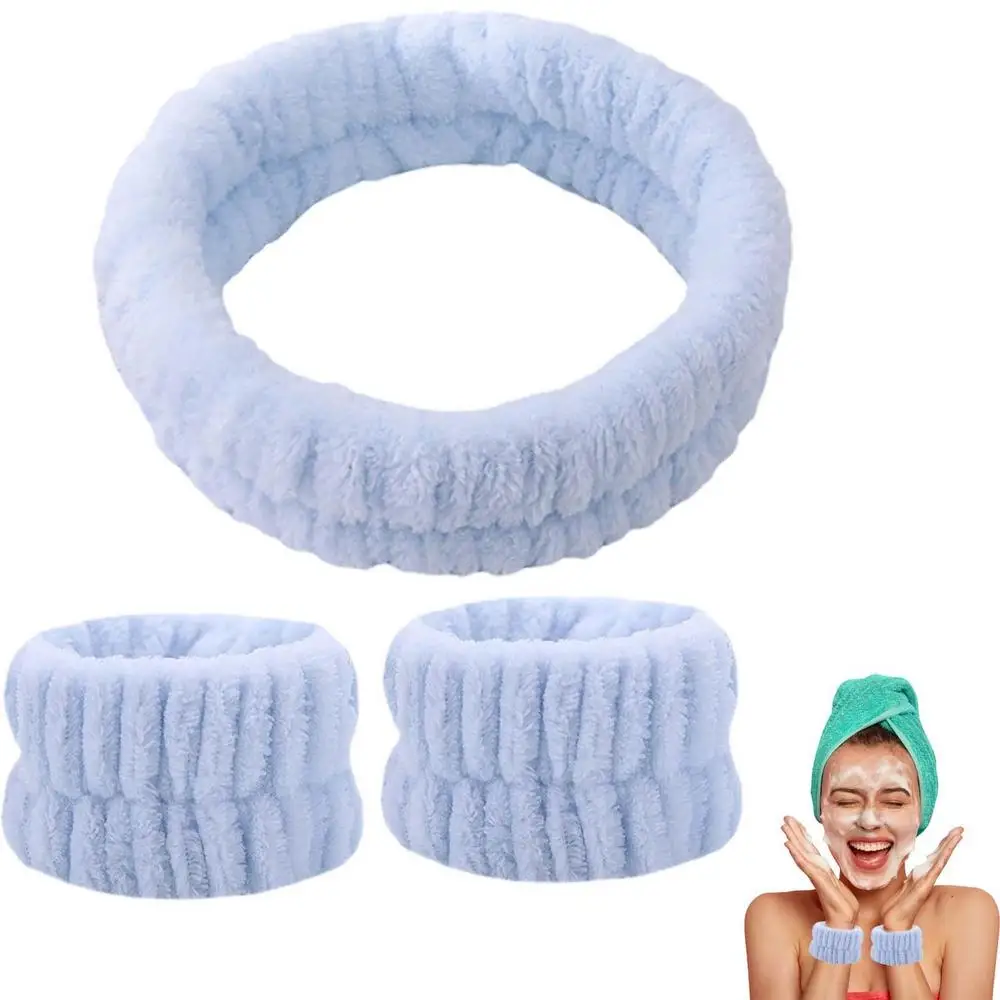 SPA Facial Headband Wrist Towels For Washing Face Headband And Wristband Set For Women Face Washing Makeup SPA Water Absorption