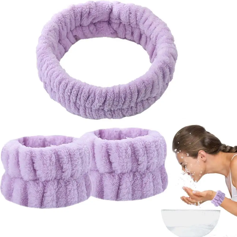 SPA Facial Headband Wrist Towels For Washing Face Headband And Wristband Set For Women Face Washing Makeup SPA Water Absorption