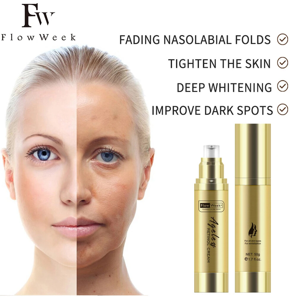 FlowWeek Retinol Firming Lifting Face Cream Anti-aging Essence Remove Wrinkle Dark Spot Collagen Moisturizing Whitening Serum