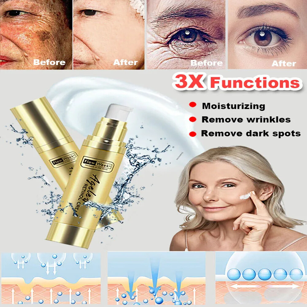 FlowWeek Retinol Firming Lifting Face Cream Anti-aging Essence Remove Wrinkle Dark Spot Collagen Moisturizing Whitening Serum