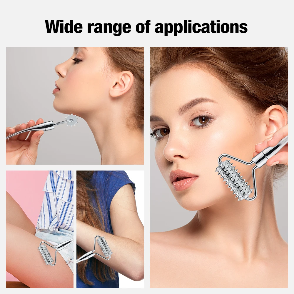 Alloy Micro Needle Roller Massage Stick Face Cream Spoon Stick Micro Needle Roller Spoon Face Beauty Body Slimmer