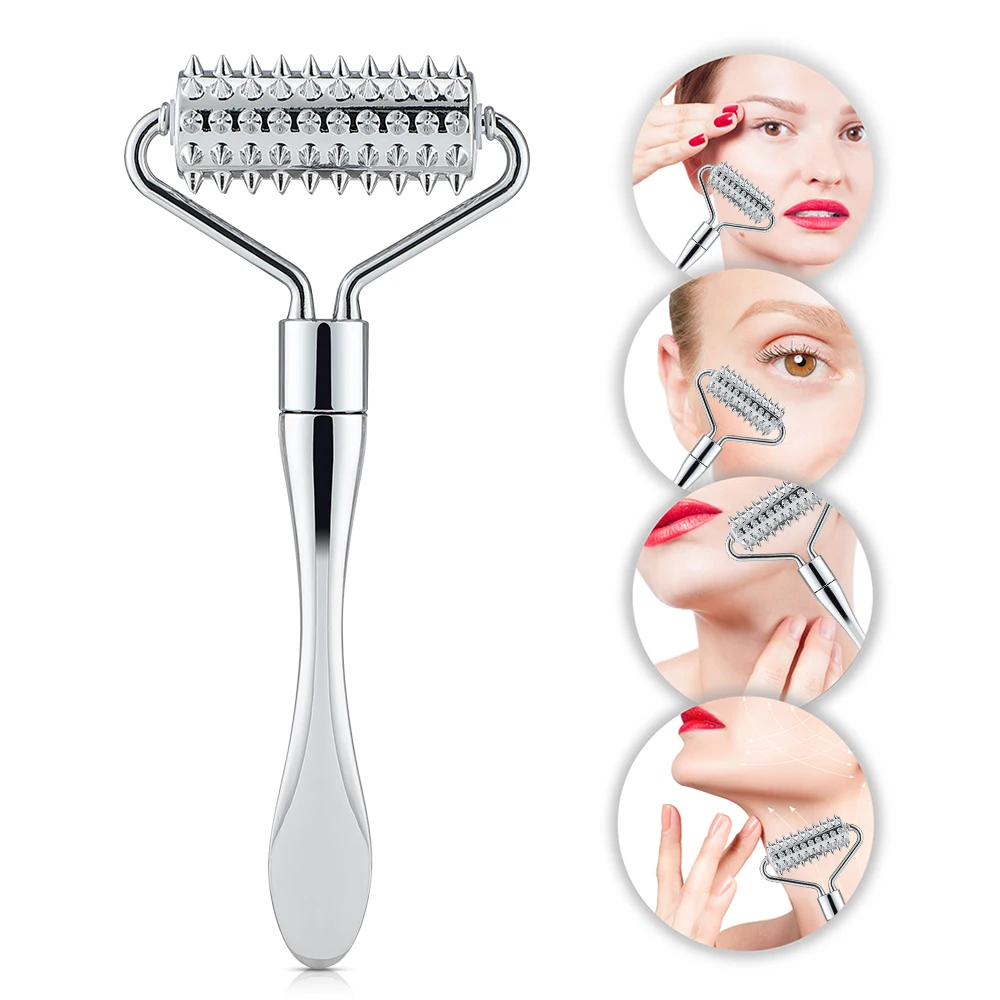 Alloy Micro Needle Roller Massage Stick Face Cream Spoon Stick Micro Needle Roller Spoon Face Beauty Body Slimmer