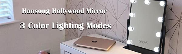 FENCHILIN Hollywood Mirror with Light Lighted Makeup Mirror Vanity Makeup Mirror Smart Touch Control 3Colors Dimable Light