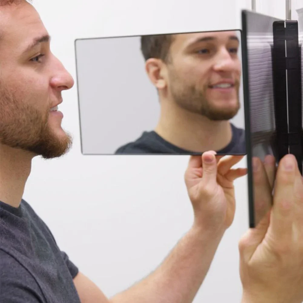 3 Way Mirror with Tri-Color Light, Men's Self Haircut Mirror and Women's Makeup Mirror for Couples, Barber Mirror with Lights