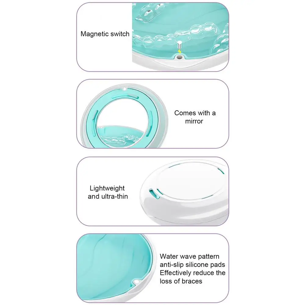 Denture Storage Box With Mirror Dental Orthodontic Retainer Case Portable False Teeth Container Dentistry Accessories Oral Care