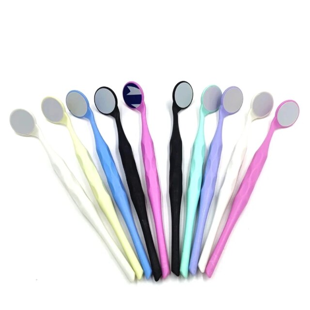 10pcs/Box Dental Mouth Mirror Oral Double Sides Surface Exam Mirrors Reflector Plastic Handle Odontoscope Oral Tooth Whitening - Image 4