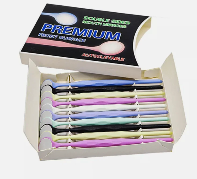 10pcs/Box Dental Mouth Mirror Oral Double Sides Surface Exam Mirrors Reflector Plastic Handle Odontoscope Oral Tooth Whitening - Image 5