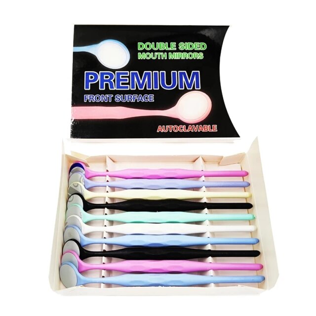 10pcs/Box Dental Mouth Mirror Oral Double Sides Surface Exam Mirrors Reflector Plastic Handle Odontoscope Oral Tooth Whitening - Image 3