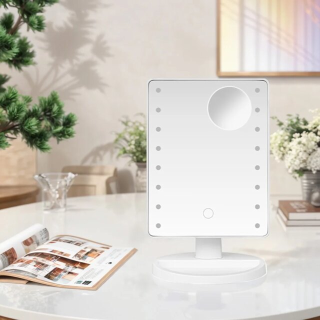 LED Makeup Mirror Touch Screen Cosmetic Mirror 180 Degree Rotatable Countertop Mirror Adjustable Vanity Mirror for Make Up - Image 2
