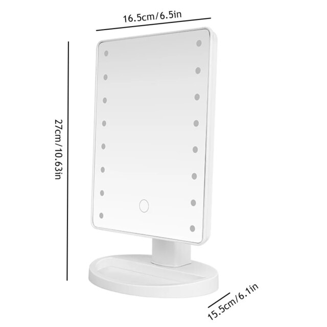 LED Makeup Mirror Touch Screen Cosmetic Mirror 180 Degree Rotatable Countertop Mirror Adjustable Vanity Mirror for Make Up - Image 6