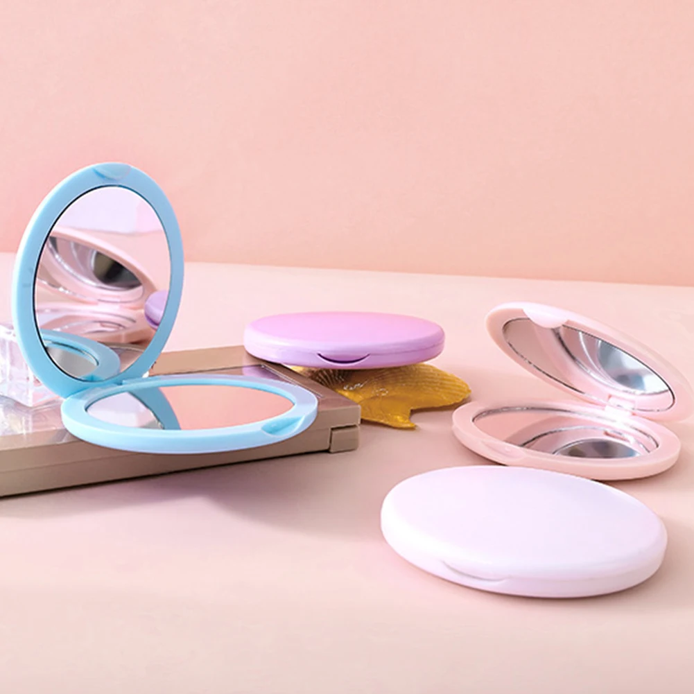 Double-Sided Makeup Mirror Round Folding Cosmetic Mirror Oval Travel Makeup Mirror Portable for Handbag Purse Pocket