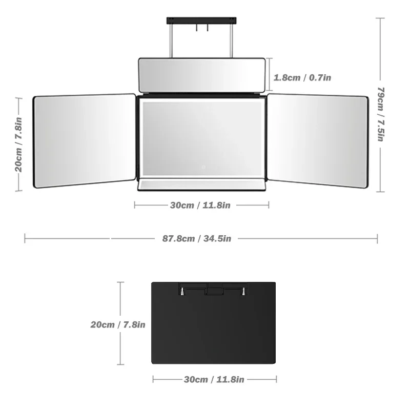 5 Way Mirror for Self Hair Cutting, 360 Mirror for Braiding, 5 Sided Barber Mirrors with Light, Makeup Mirror with Hooks