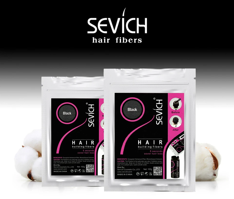 Sevich 100g Hair Fibers Refill Bag Bald Extension Hair Growth Powder Salon Professional Hair Treatment Unisex Hair Loss Products