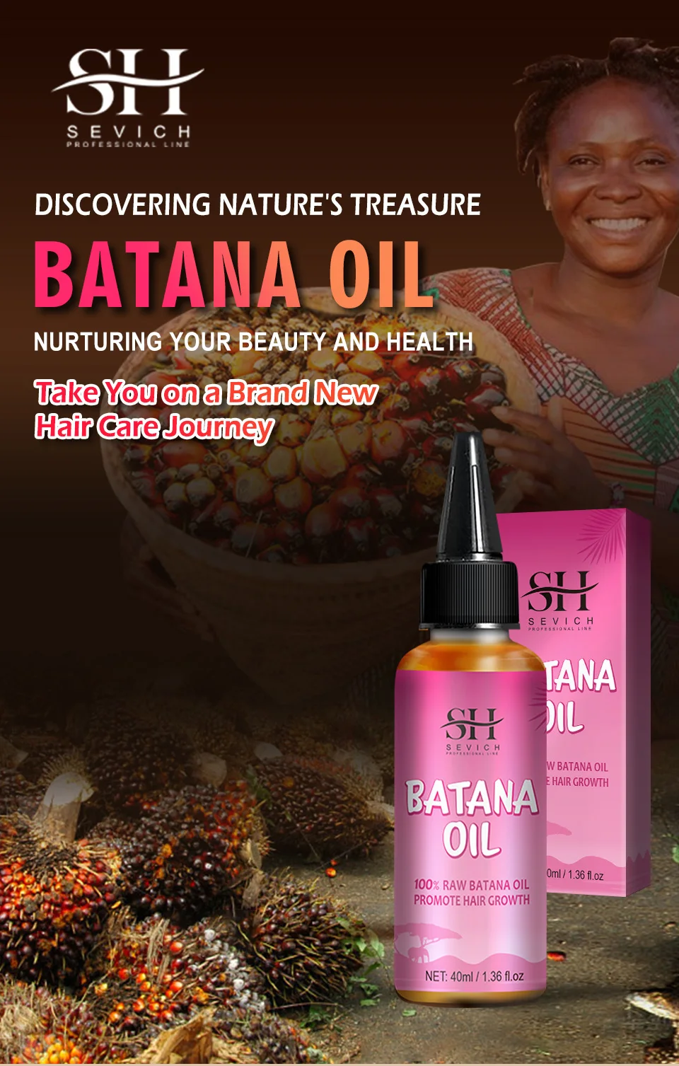 Natural 100% Pure Batana Oil For Hair Growth Batana Oil Butter Hair Mask From Honduras Hair Loss Treatment For Black Men & Women