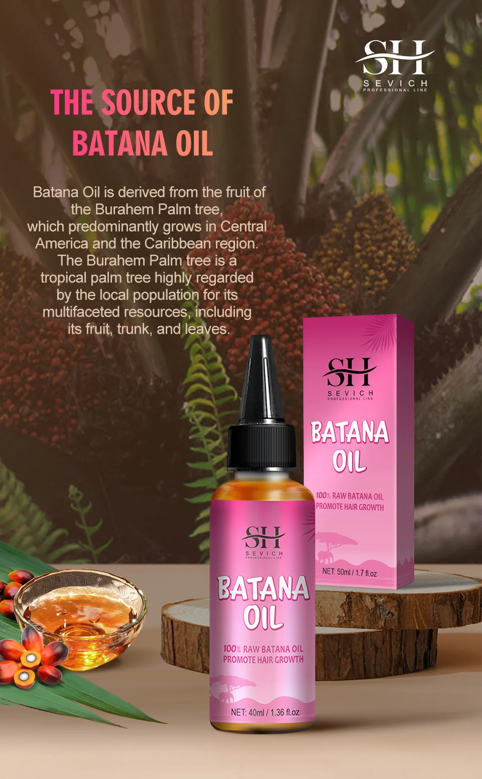 Natural 100% Pure Batana Oil For Hair Growth Batana Oil Butter Hair Mask From Honduras Hair Loss Treatment For Black Men & Women