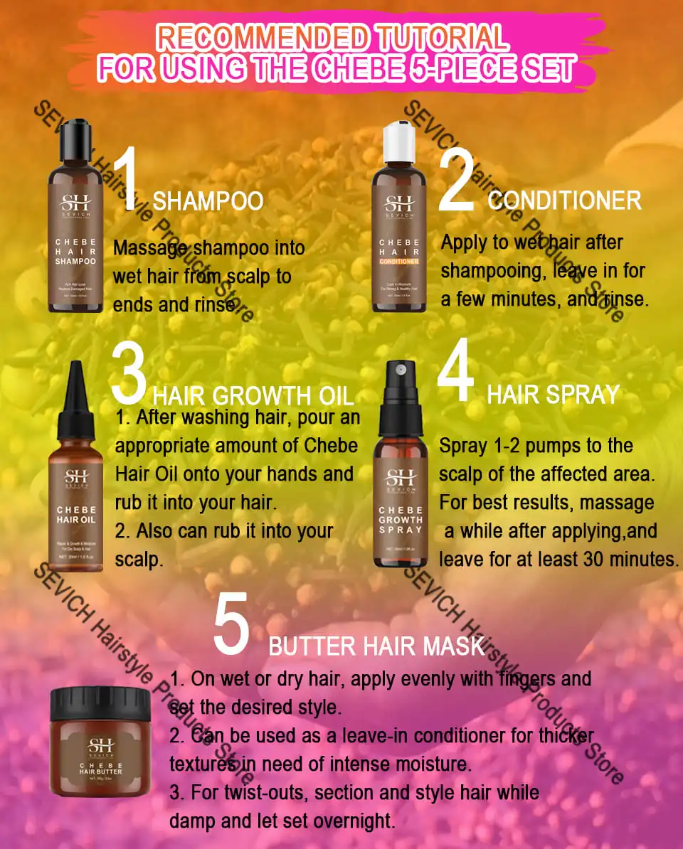 100% Chebe Set Fast Hair Growth Set Chebe Oil Traction Alopecia Anti Break Loss Chebe Powder Africa Chad Hair Loss Treatmen